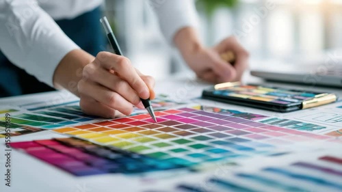 Wallpaper Mural Designer arranging color palette and wireframe for new concept Torontodigital.ca