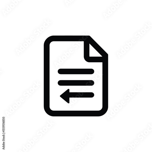 Black Outline Icon of Document with an Arrow Pointing Left within it