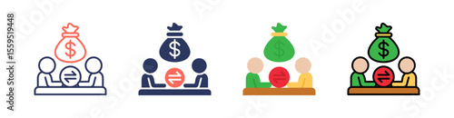 Negotiation Multi Style Icon Set Vector 