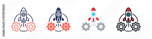 Startup Multi Style Icon Set Vector 