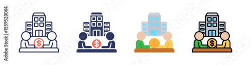 Broker Multi Style Icon Set Vector 