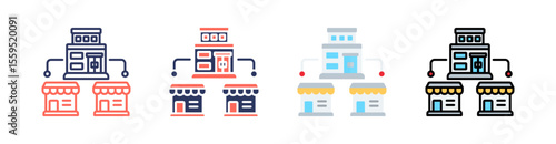 Franchise Multi Style Icon Set Vector 