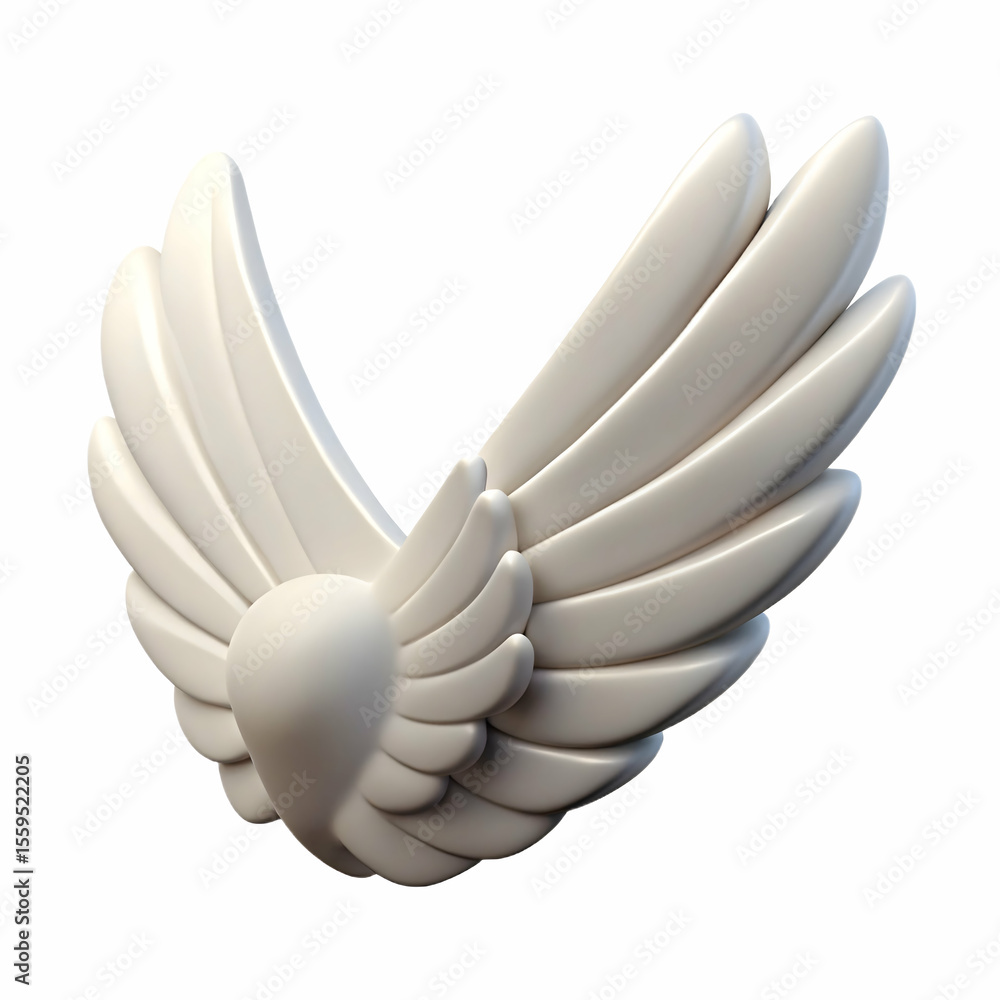 Obraz premium Folded white wings with depth for clean minimal digital renders and modern 3D futuristic abstract background scenes