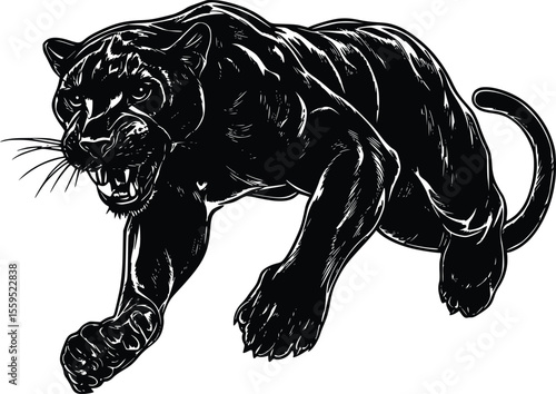 Aggressive Panther Vector Illustration: Powerful, Dark, and Intense Style
