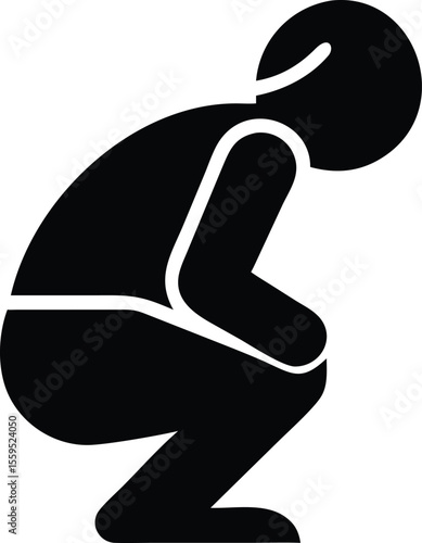 Squatting silhouette of a person icon
