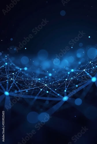 Abstract glowing blue network of connected nodes and lines on a dark background