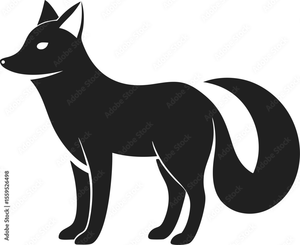 Fototapeta premium Arctic Fox illustration vector silhouette icon.