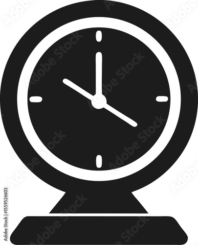 Simple illustration of a black alarm clock icon