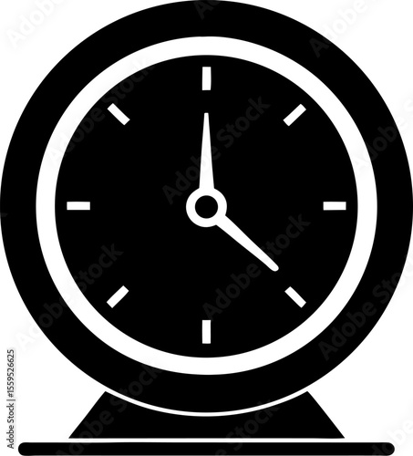 Simple illustration of a black alarm clock icon