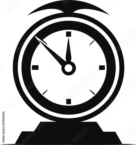 Simple illustration of a black alarm clock icon