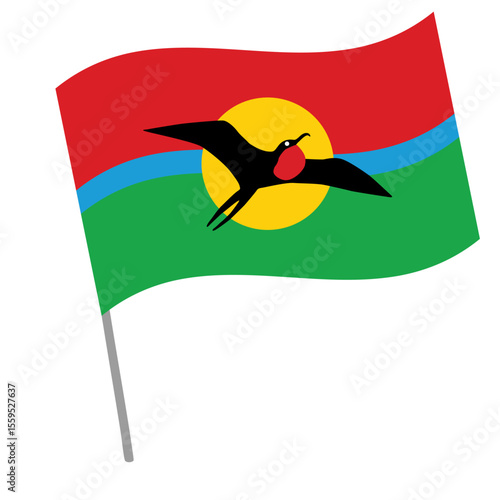 Barbuda national flag flutters with flagpole