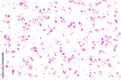 Beautiful Falling Sakura Petals and Pink Cherry Blossom Flower Vector Pattern Isolated on White Background for Wedding, Spring Decoration, and Japanese Themed Design