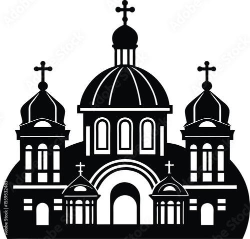 Christian Cathedral Dome Vector Silhouette

