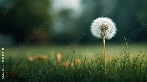 Wallpaper Mural Close-Up of a Dandelion Seed Head in Green Grass with Soft Focus Background Torontodigital.ca