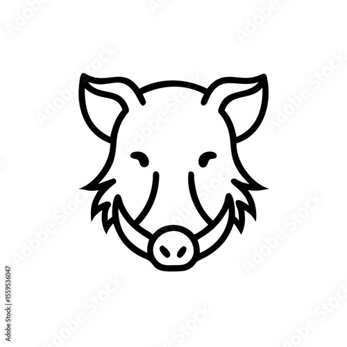 Of a boar head with tusks ears on a background animal