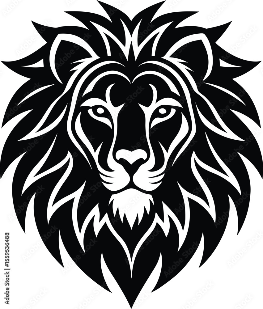 Fototapeta premium Lion Head Vector Silhouette