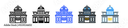 Public Library Icon Collection With Multiple Styles