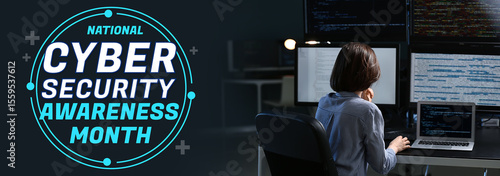 Female programmer working i...