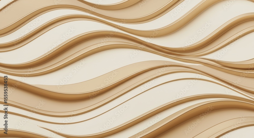 Obraz premium Photo of seamless pattern of abstract waves in cream and gold colors creates an elegant and luxurious background