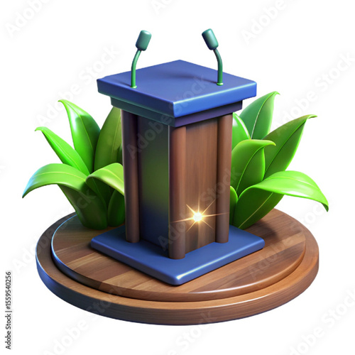 illustration of a podium with a microphone