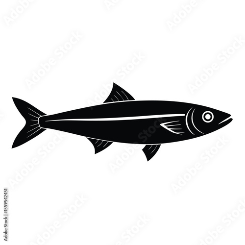 anchovies silhouette vector on white background