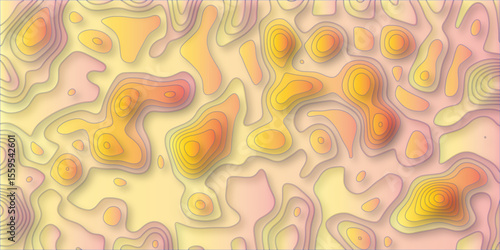 Topography grid map. Contour map background. Geographic line mountain relief. Abstract lines or wavy backdrop background. multi layer cutout geometric pattern on vector, Abstract soft white background