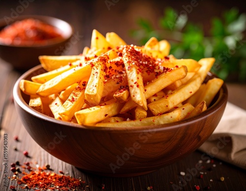 French Fries On A Wooden Bowl