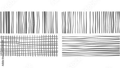 Hand-Drawn Vertical and Grid Line Art Set