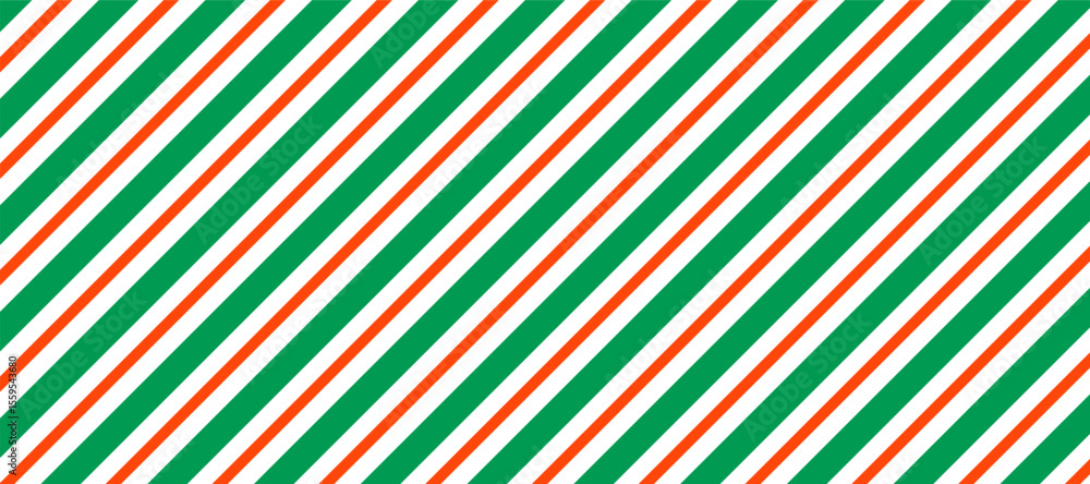 Bold vector pattern featuring diagonal stripes in green, orange, and white, creating a vibrant and energetic visual perfect for backgrounds, textiles, or modern design elements. Bold vector pattern featuring diagonal stripes in green, orange, and white, creating a vibrant and energetic visual perfect for backgrounds, textiles, or modern design elements.