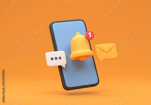 3d Mobile phone held in hand displaying a message in vector style