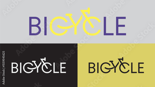 Modern Creative Bicycle Typography Wordmark Logo with Integrated Bike Elements for Cycling and Fitness Branding