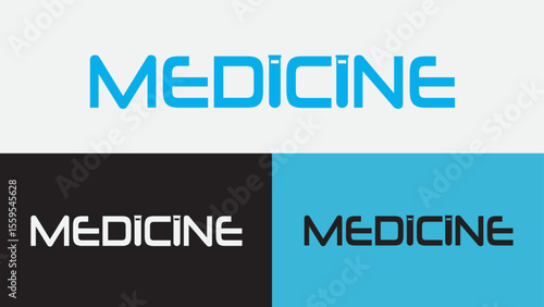 Medicine Wordmark Logo Modern Typography Design with Capsule Letter Concept for Healthcare Pharmaceutical and Biotech Branding