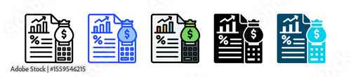 Taxable Income Icon Collection With Multiple Styles