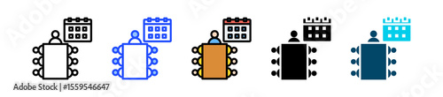 Weekly Meeting Icon Collection With Multiple Styles