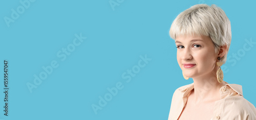 Young woman with short hair...