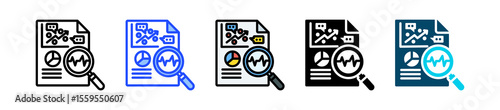 Descriptive Statistics Icon Collection With Multiple Styles