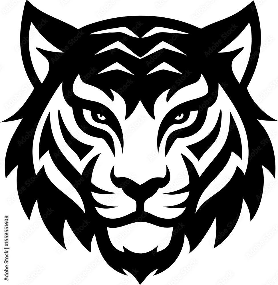 Obraz premium Wild tiger face flat design vector 