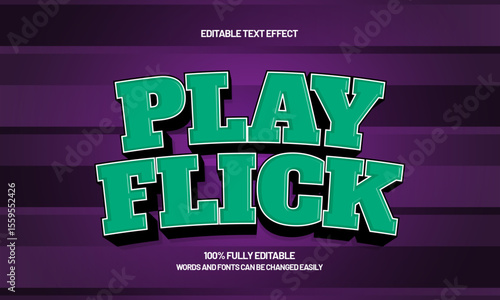 play flick editable text effect with a play and kids text style
