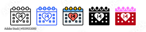Love Calendar Icon Collection With Multiple Styles
