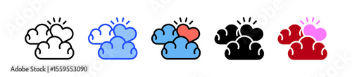 Heart Cloud Icon Collection With Multiple Styles