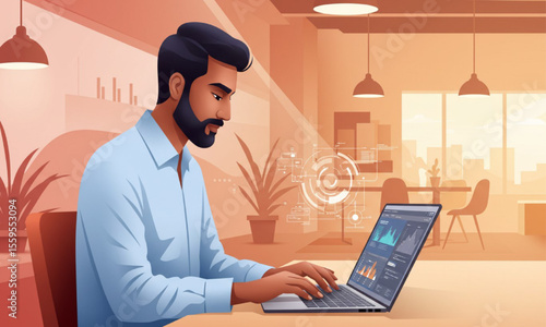businessman with laptop in office