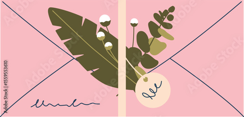 Envelope with flower bloom vector illustration