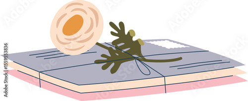 Envelope stack with floral decoration