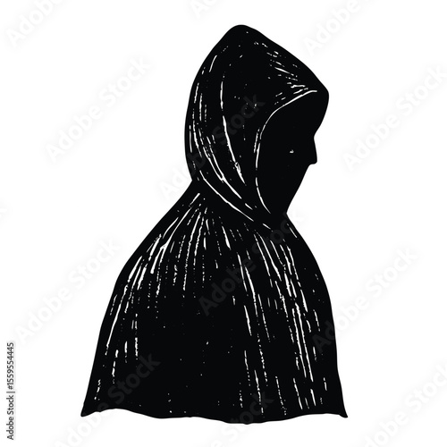 Pencil crosshatch hatching on paper, forming a textured silhouette painting with layered strokes, depth, and shading for an artistic, hand-drawn sketch look.

