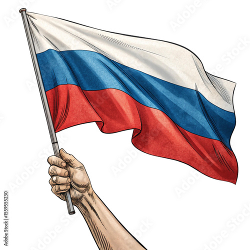 Another variant of Russian flag waving in hand designed in transparent PNG format suitable for national celebrations or patriotic visuals