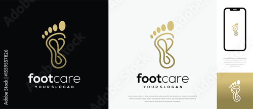 Foot care love logo design. Podiatry foot care logo template. Foot love logo symbol icon