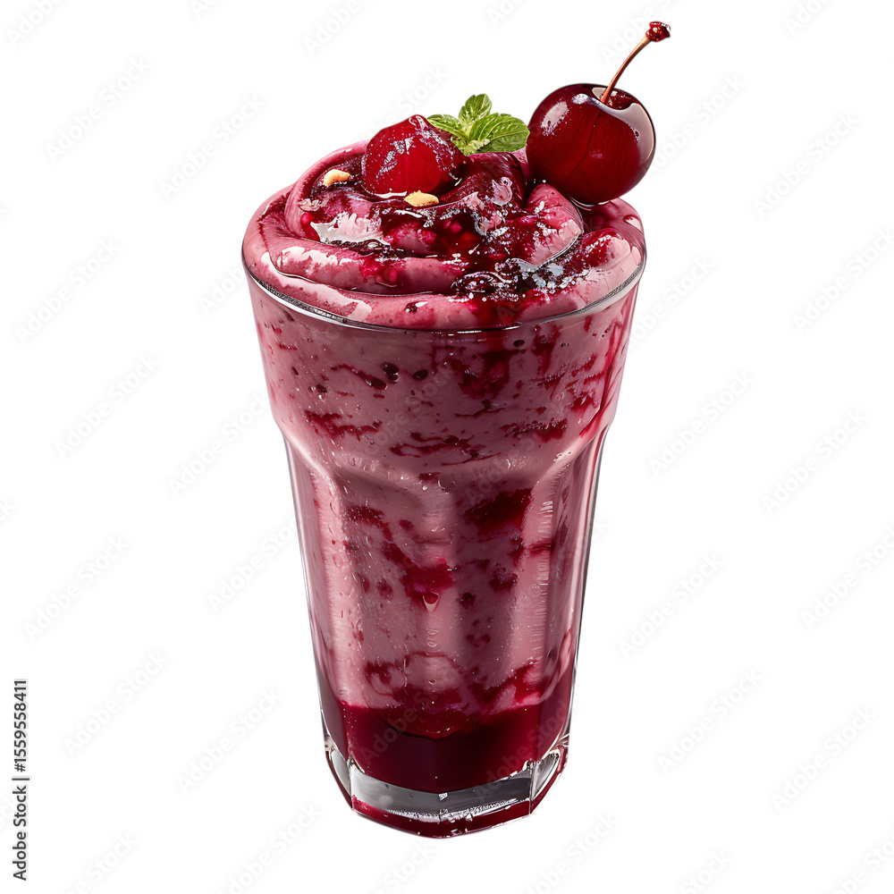 custom made wallpaper toronto digitalDelicious berry smoothie topped with fresh cherries and mint isolated on transparent background