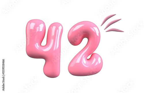 vector illustration of a 3d pink number 42