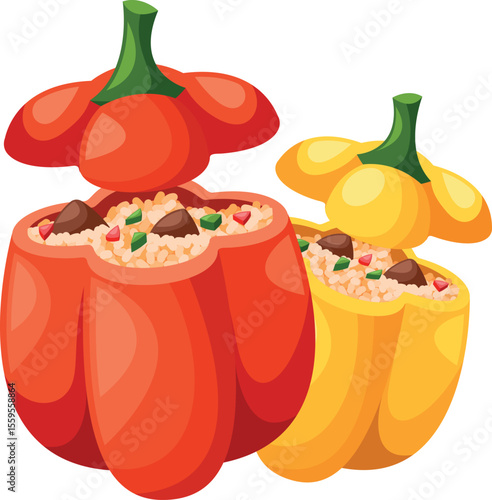 Filled pepper eastern dish vector illustration