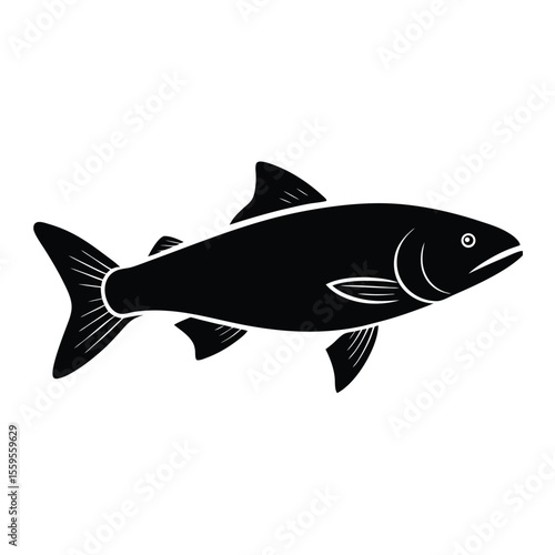 salmon had fish silhouette vector on white backgrounhd